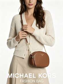 Michael Kors 時尚迷人小肩背/斜背相機包，休閒日常與派對適用 - 棕色1 - 查看 3