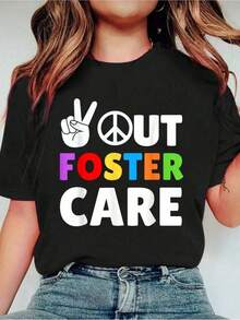 Camiseta  "Adiós Cuidado de Crianza" Anuncio de Adopción - Camiseta Suave y Transpirable para Mujeres y Hombres, Regalo de Celebración de Adopción, Roparadres de Crianza, Camiseta Casual de Cuello Redondo para Todas las Tallas (Día del Anuncio de Adopción) - Negro - Ver 2