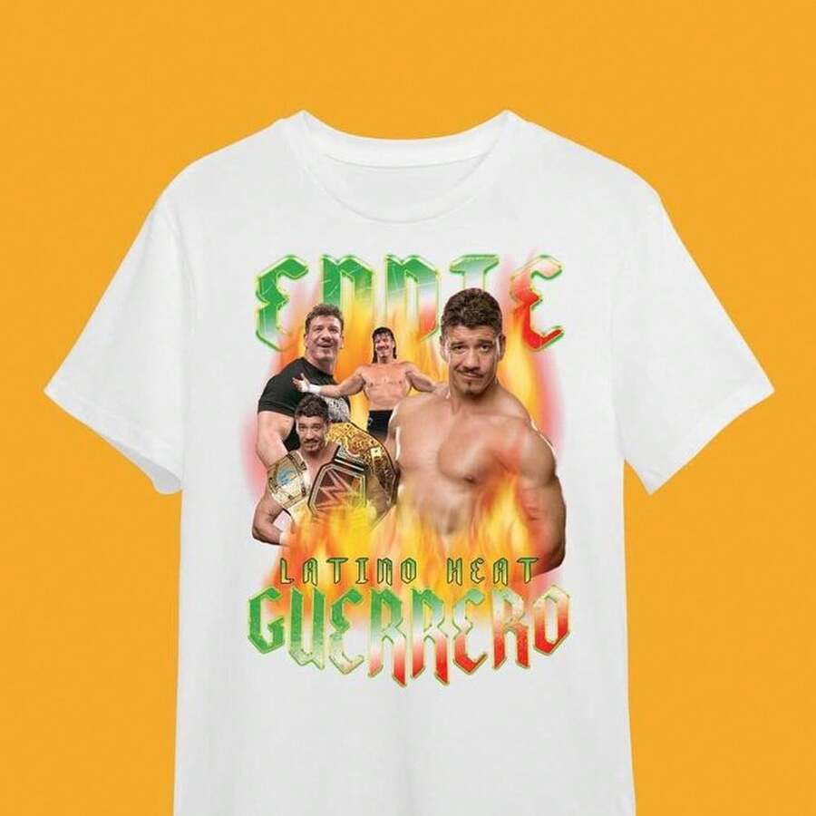 Eddie Guerrero Latino Heat Portrait T-Shirt Eddie Guerrero Legends Graphic Men's 220g Essential Unisex Cotton T-Shirt, 220g Of Unique Softness. Designed To Fit Everyone, Men And Women Alike. Durable, High-Quality Fabric, Ready For Any Cut, Delicate To The Touch But Built To Withstand. Lightweight Tops For Women, Perfect For Fall Outfits, Vacation Wear, And New Year's Costumes. - 白色 - 查看 1