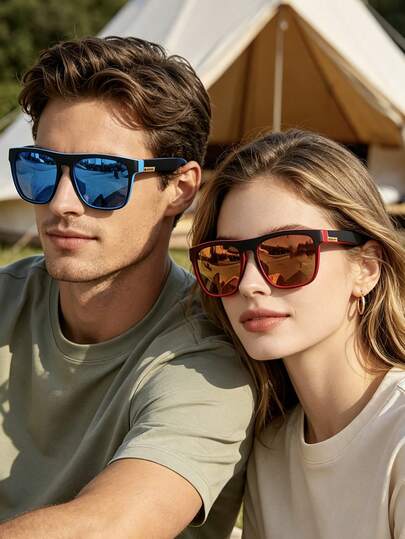 2 pares de nuevas gafas deportivas de moda, lentes con revestimiento colorido, monturas de policarbonato, lentes de PC, unisex, regalo para vacaciones, equipo de montañismo