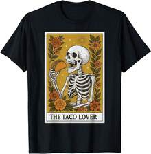 Camiseta versátil para el día a díaThe Taco Lover Tarot Card T-Shirt,camisetas de Pascua para bebés niñas,Ropa de verano,Láminas de anime,Ropa de apoyo esencial para la Copa del Mundo,Camisetas con diseños gráficos para niños pequeños, aptas para el uso diario,Camiseta de hombre - Negro - Ver 1