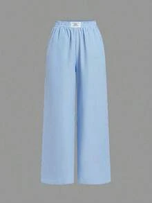 2 piezas/Set Pantalones casuales sueltos de rayas de colores pastel de verano para mujer, pantalones anchos, pantalones de pierna ancha con cordón en la cintura, pantalones de pierna ancha a rayas, pantalones a rayas de verano, pantalones par - Multicolor 3 - Ver 8