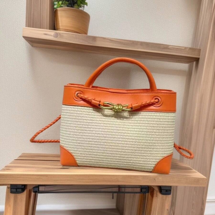 BV Bottega Small Andiamo Bolso de mujer tejido a mano de cuero genuinoBolsodebolso de manotipocuboconpatróntejidoparamujer,bolsodemarca,elegantebolsodemanoparaseñorabolsaderegaloexquisita,bolsodebolso de manodelujoparamujer,bolsocruzadodemodaparamujer,adecuadoparachicas,estudiantesnivel universitariodamasdeoficina,madresdemedianaedadparausodiario,comprasoficina,clase,reuniones,citas,actividadesalairelibretambiénunregaloidealparaBolso de paja y cuero BV para mujer, estilo casual de playa y vacaciones, con lazo metálico, de un solo hombro, bandolera, bolso de mano para mujer. - Caqui - Ver 1