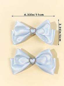 2pcs Women's Solid Color Lovely Bowknot Hair Clips,Hair Claws,Bobby Pin - Blue - View 4