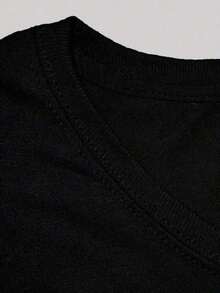 Soft  Conjunto de pantalones de dos piezas con estampado de letras de los 80, camiseta casual de manga corta y conjunto ajustado, ropa deportiva de moda para mujer pattern pattern - Negro - Ver 3