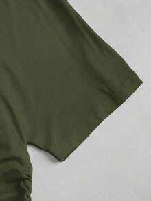 Nueva camiseta casual de primavera/verano para mujer, de estilo elegante y chic de la calle, con hombro asimétrico, ajuste delgado, deportiva, versátil y cómoda - Verde - Ver 3