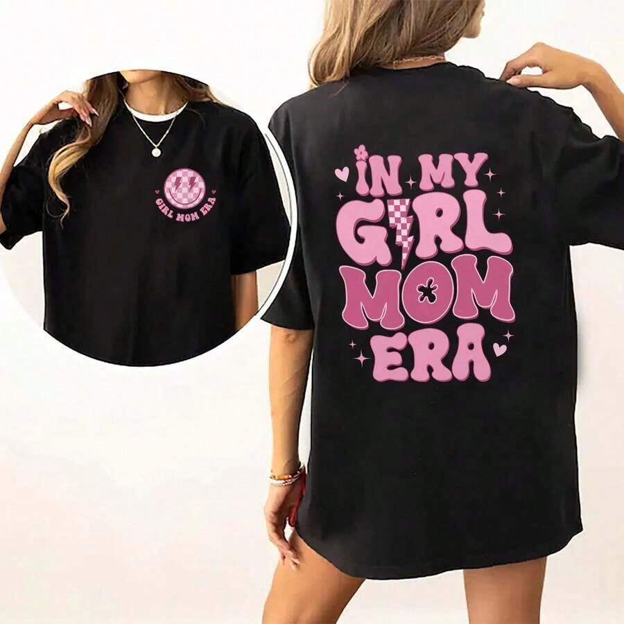 Camiseta "In My Girl Mama Era", Regalos para Mamá, Camisetas de Tela Cómoda para Uso Diario, Camiseta Casual de Algodón para Mamá, Ropa de Mujer de Manga Corta, Conjuntos para Mamá y Niña, Regalo para Nueva Mamá, Camiseta de Regalo para Mamá, Camiseta con Estampado Gráfico "Girl Mama" de Ajuste Cómodo, Tallas S-5XL - Negro - Ver 1