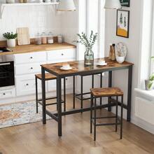 High Stool, Set Of 2, Industrial, For Kitchen, Dining Room, Living Room, Rustic Brown And Black - Black - View 5