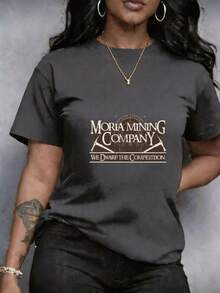 Camiseta para Mujer nuevo diseño Urbano Estampado de Dibujos Animados en fondo de color liso, que incluye pico herramienta minera, texto y símbolos místicos, de estilo casual de manga corta y cuello redondo, manga corta de cuello redondo, ideal para uso diario citas o ropa casual y Uso Casual, Ajuste Cómodo, Transpirable Lavable, cómoda suave para el día a día. - Blanco - Ver 11