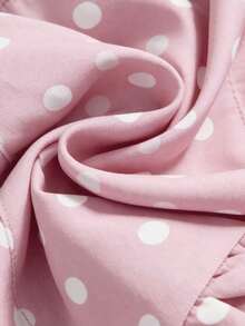 Avant Conjunto de camiseta sin espalda con cuello halter de estilo romántico de vacaciones con lunares y cuadros para mujer - Rosa - Ver 9