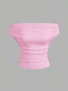 Set de 2 blusas de hombros descubiertos con volantes en unicolor negro y rosa, nuevas para el verano, versátiles y combinables para mujer - Multicolor 4 - Ver 8