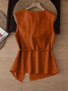 Nueva llegada Camiseta sin mangas con diseño único para mujeres, primavera/verano - Naranja - Ver 2