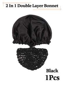nunify 2 in 1 Wrap Cap Satin Bonnet Bolak-balik Dapat Dilepas untuk Rambut Keriting, Cocok untuk Tidur, Pelurusan Rambut & Perlindungan Kepang, Penutup Rambut Ganda yang Dapat Diatur dengan Jaring, Penutup Pelindung Rambut Elastis untuk Rambut Alami dan Kepang. - View 11