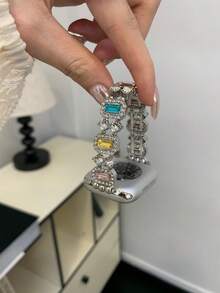 1条女童大号立方氧化锆弹力手链，兼容45mm、44mm、40mm、49mm、46mm、41mm、38mm、42mm表带，不锈钢表带，适用于小米Series 11、10、Ultra、9、8、7、6、SE、5、4、3、2、1、18mm、20mm、22mm表带，适用于小米3/4 Pro、8-9、10-11、小米8/9、小米8/9 Pro、 4/5/6，通用表带 - 彩色 - 查看 42