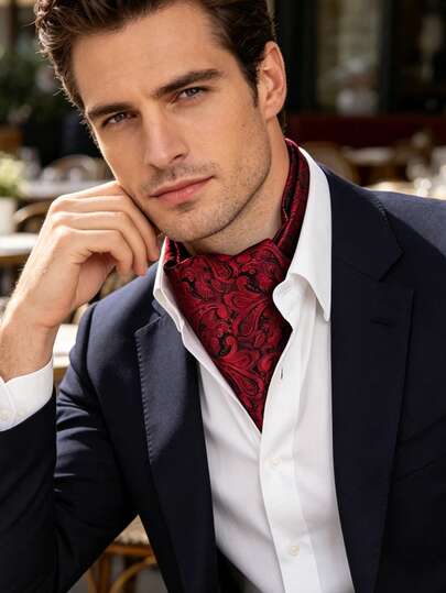 1 pieza Pañuelo de cuello rojo con estampado de paisley, pañuelo de satén con estampado floral retro, accesorio casual para fiesta y boda, regalo exquisito