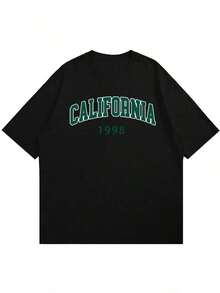 Camiseta de Manga Corta Holgada Casual Versátil con Estampado Divertido, Ideal para Vacaciones, Trabajo y Uso Diario - Negro - Ver 3