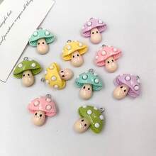 10pcs Cute Mushroom Pendant Set For Jewelry Making, Includes Resin Vegetable Pendants, Suitable For Flat Back Earrings - Random Mix - Multicolor - View 2