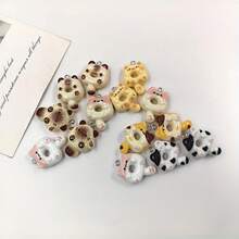7/14pcs Cute Cartoon Cat Animal Pendant, Resin Charm, Cartoon Cat With Long Tail Design, Jewelry Making Supplies, Adorable Resin Hanging Decor, DIY Earring Materials - Random Mix - Multicolor - View 6