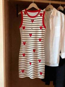 Vestido básico casual de ajuste ceñido con estampado de bloques de color y rayas - Multicolor 6 - Ver 3