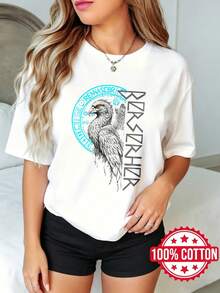 Camiseta de manga corta con cuello redondo y estampado para mujer, verano, casual Renacimiento del Águilatrón de Rorschrach S-3XL 100% aodón material - Blanco - Ver 2