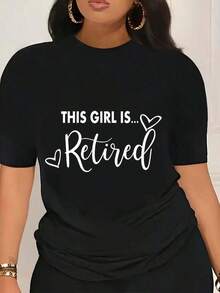 Camiseta de jubilación para mujer|   Camiseta Casual de Manga Corta con Cuello Redondo, Diseño "This Is Retired" y Gráficos de Corazones para Primavera y Verano. - Negro - Ver 7
