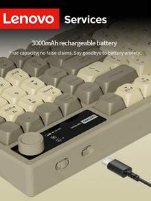 Lenovo 联想K280三模无线键盘，带RGB背光、蓝牙和2.4G游戏键盘，97键紧凑型机械键盘，带音量旋钮，适用于PC、Mac和平板电脑 - 查看 4