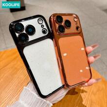 Koolife 1件裝黑色電鍍亮片透明PC手機殼，透明亮面防摔保護殼附鏡頭保護蓋，適用 18 Pro/18 Pro Max/17/17 Pro/17 Pro Max - 黑色 - 查看 6