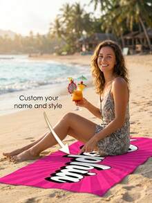 1 Peça Toalha de Praia Personalizada com Nome em Estilo RETRÔ, Toalha de Banho com Nome Personalizado, Toalha de Praia Personalizada com Nome, Presente de Aniversário, Férias, Festa na Piscina, Presente de Férias, Presente Masculino e Feminino, Várias Cores e Estilos, Multifuncional, Ajustável, Reutilizável, Sala de Estar, Quarto, Escola, Escritório, Sala de Chá, Casa, Para o Dia dos Namorados, Para Aniversários, Vida Elegante, Organizador de Viagem - Multicolorido - Visão 1