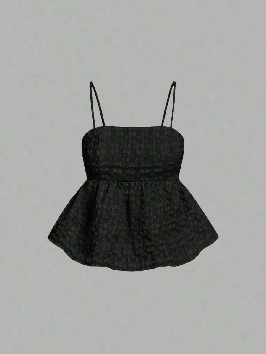 Top corto de campesina con bordado estilo vintage para mujer, verano, casual, boho, concierto country, rave, festival, western, brunch, playa, lindo, estilo hada, salir, tops bohemios, tops de fiesta, top negro, top de rave, top de camisola negr - Negro - Ver 1