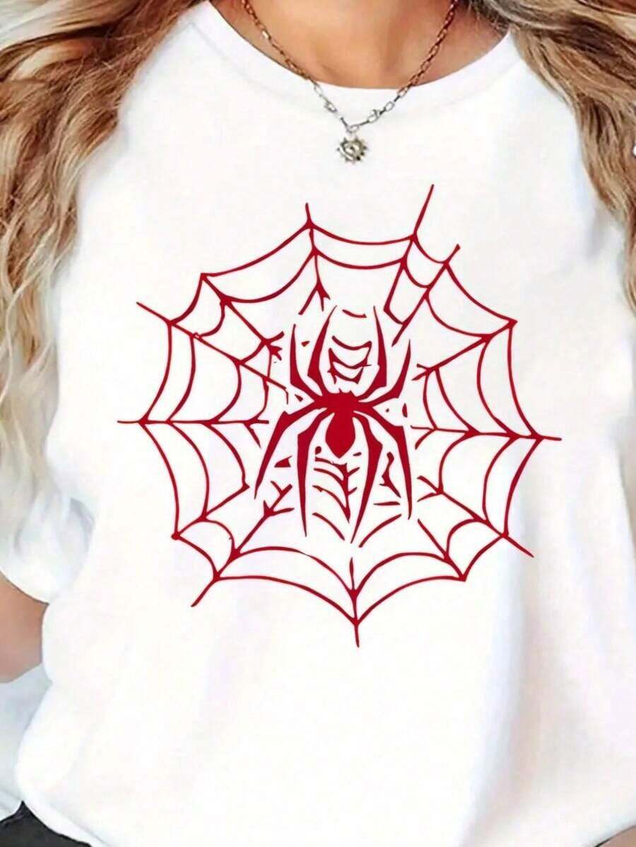 Camiseta de Mujer con Estampado Creativo de Cerezas, Manga Corta, Cuello Redondo, Ropa Casual de Verano - Blanco 8 - Ver 1