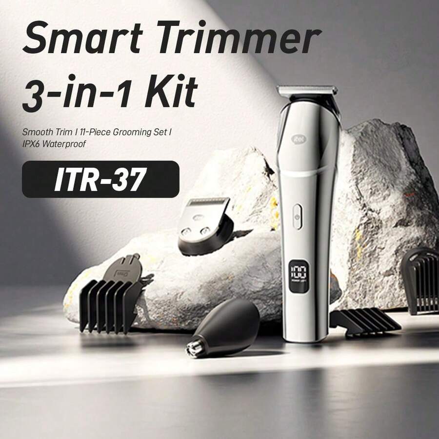 Bộ dụng cụ chăm sóc cá nhân 11 trong 1 Itel ITR-37 - Lưỡi dao hình chữ U + Lưỡi dao hình chữ T + Máy tỉa lông mũi, bao gồm 8 lược dùng cho tóc, mặt và cơ thể. - Bạc - Xem 1