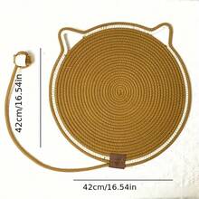 1PC Multi-Color Cat Scratcher Pad, Cute Cat Face Shape Woven Scratching Mat, Durable Rope Cat Scratcher Toy, Sofa Furniture Protector For Indoor Cats Kittens - 42cm*42cm - View 4
