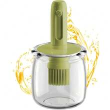Dispensador de aceite de cocina, botella de vinagre ligera, cepillo desmontable, herramienta de cocina, soporte de almacenamiento de salsa, utensilios de cocina para - Verde - Ver 3