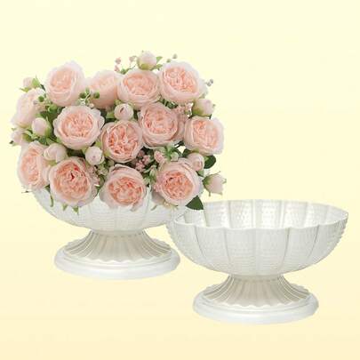 WAXJJDW Bình hoa chân đế cổ điển 4 inch, bình hoa màu trắng dùng cho đám cưới, trang trí bàn tiệc, bình hoa kim loại trang trí, bộ 2/4/10 chiếc.