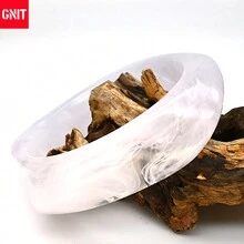 GNIT 3件/1件 透明樹脂手鍊，亮面多元素幾何設計，復古風度假時尚款手鍊 - 透白.白.淺藍 - 查看 5
