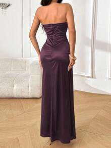 Vestido de verano WOWDARK, vestido elegante de fiesta con cuello en V, cintura con lazo y abertura alta, adecuado para el Día de San Valentín, citas, reuniones, fiestas, viajes, vacaciones, playa y otras ocasiones como bodas y primavera - Morado - Ver 6