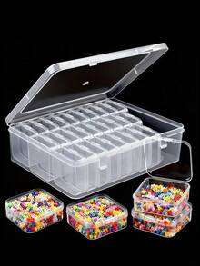 1/15/16/31 piezas Cajas de almacenamiento de plástico transparente de uso múltiple, Contenedores de almacenamiento de cuentas transparentes mini con tapas con bisagras, Cajas de suministros de artesanía transparentes rectangulares para organizar pendientes, anillos, joyería y accesorios de arte de uñas - Multicolor - Ver 2