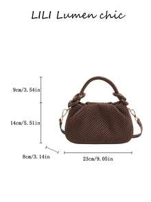 PU Woven Handbag With Knotted Handle, Lightweight Shoulder Purse For Women, Soft And Compact Versatile Daily Bag - Multicolor - View 5