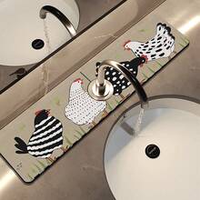 1 pieza Cubierta de grifo con estampado de gallo, de poliéster duradero, de secado rápido, fácil de limpiar, adecuado para cocina y baño, fácil instalación, decoración diaria, regalo, alfombra de baño, alfombrilla de grifo duradera, accesorio de grifo - Multicolor - Ver 8
