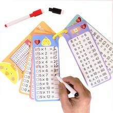0-12 Math Addition Subtraction Multiplication Division Children's Math Flash Cards, 2 Pens And 1 Ring (Random Color), Reusable Erasable Math Flash Cards, Montessori, Educational Game, Boys And Girls Educational Toy, Learning Education, Kindergarten, Home Education, Ideal Choice For Learning Math, Gift For Kids - Multicolor - View 6