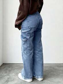NVFelix 2026 Nuevos jeans de tiro alto, rectos y holgados para mujeres, elegante estilo casual Y2K streetwear, adecuado para primavera/verano - Azul - Ver 2