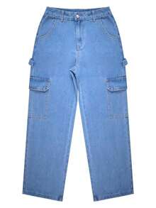 NVFelix 2026 Nuevos jeans de tiro alto, rectos y holgados para mujeres, elegante estilo casual Y2K streetwear, adecuado para primavera/verano - Azul - Ver 7