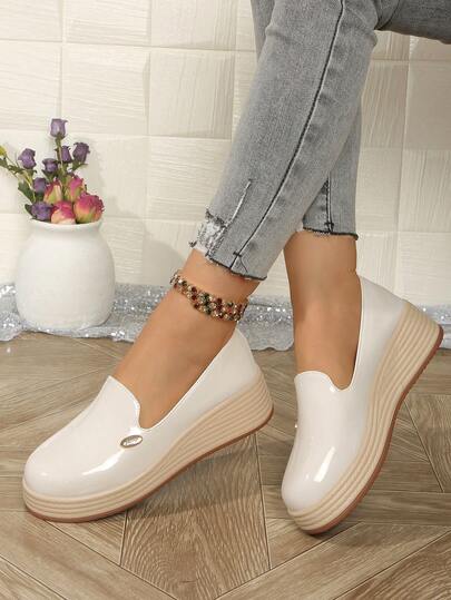 Women's Comfortable Elegant Versatile Loafers, Fashionable Slip-On Casual Shoes, Platform Thick-Soled Shoes