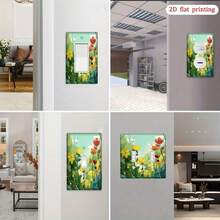 1 pieza Cubierta de panel de interruptor impresa con mariposa y flor amarilla, impresión plana 2D, material de plástico PC, adecuada para dormitorio/cocina/sala de estar, decoración fresca - C - Ver 3