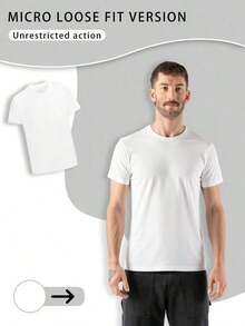Camiseta de Verano para Hombre con Estampado de Retrato Elegante, de Algodón Puro, Cuello Redondo, Manga Corta, Suave y Holgada, Estilo Transpirable y a la Moda - Blanco - Ver 6