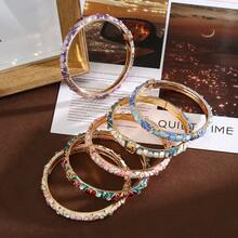 1pc 18K Gold Plated Enamel Bangle With Rhinestones, Hollow Floral Design, New Chinese Style Retro Craft, Multi-Color Options, Niche Versatile Non-Fading Bracelet, Women Jewelry Gift - Flower Series - View 11
