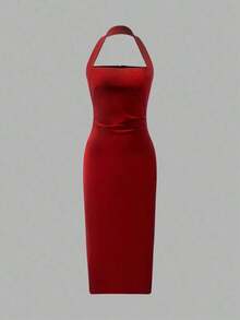 Vestido de mujer de longitud media elegante, adecuado para vacaciones, reuniones diarias, fiestas y eventos de cóctel de verano - Rojo - Ver 7