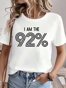 100% algodón Camiseta con estampado gráfico "I Am The 92 Percent Bold Empowerment Statement" Camisetas de verano para mujer Camiseta de cuello redondo 100% algodón Ropa de mujer Conjuntos para mujer Ropa de otoño para mujer Camisetas para mujer Camiseta blanca - Blanco - Ver 6