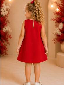 Children's Dress Blogger Elegant Charming Girl Details In Bows On The Sides Fashion Look Light Perfect Comfortable Sophisticated Party Outing Gift Usual Fashion Comfortable Mini Diva Loose  Delicate Versatile Practical Photo Shoot Fashion Skirt Flared - 紅色 - 查看 3