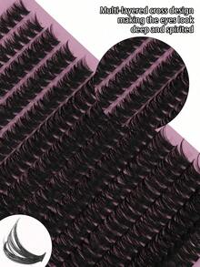 Lông mi giả 14 hàng màu nâu nhạt, độ dài 8-16mm, kiểu uốn D Russian Curl, từng sợi riêng lẻ, màu đen, dùng để trang điểm, nối mi, mi giả từng sợi, lông mi, mi giả. - D - Xem 3